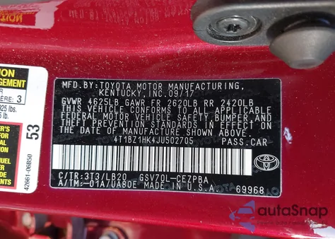 2018 Toyota Camry Xse V6 из США, поврежденный, VIN 4T1BZ1HK4JU502705